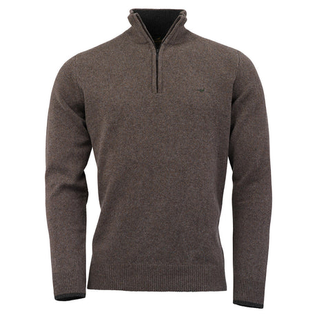 LAKSEN Brompton Zip Neck Lambswool Sweater - Mens - Biscuit