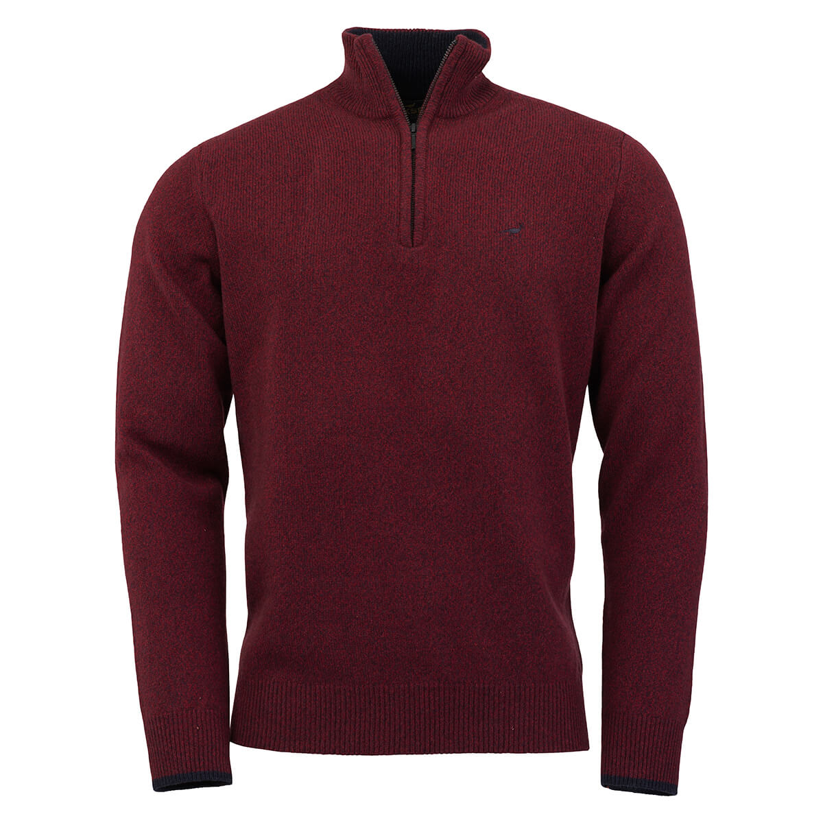 LAKSEN Brompton Zip Neck Lambswool Sweater - Mens - Burgundy