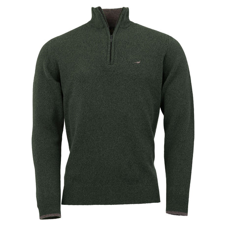 LAKSEN Brompton Zip Neck Lambswool Sweater - Mens - Loden