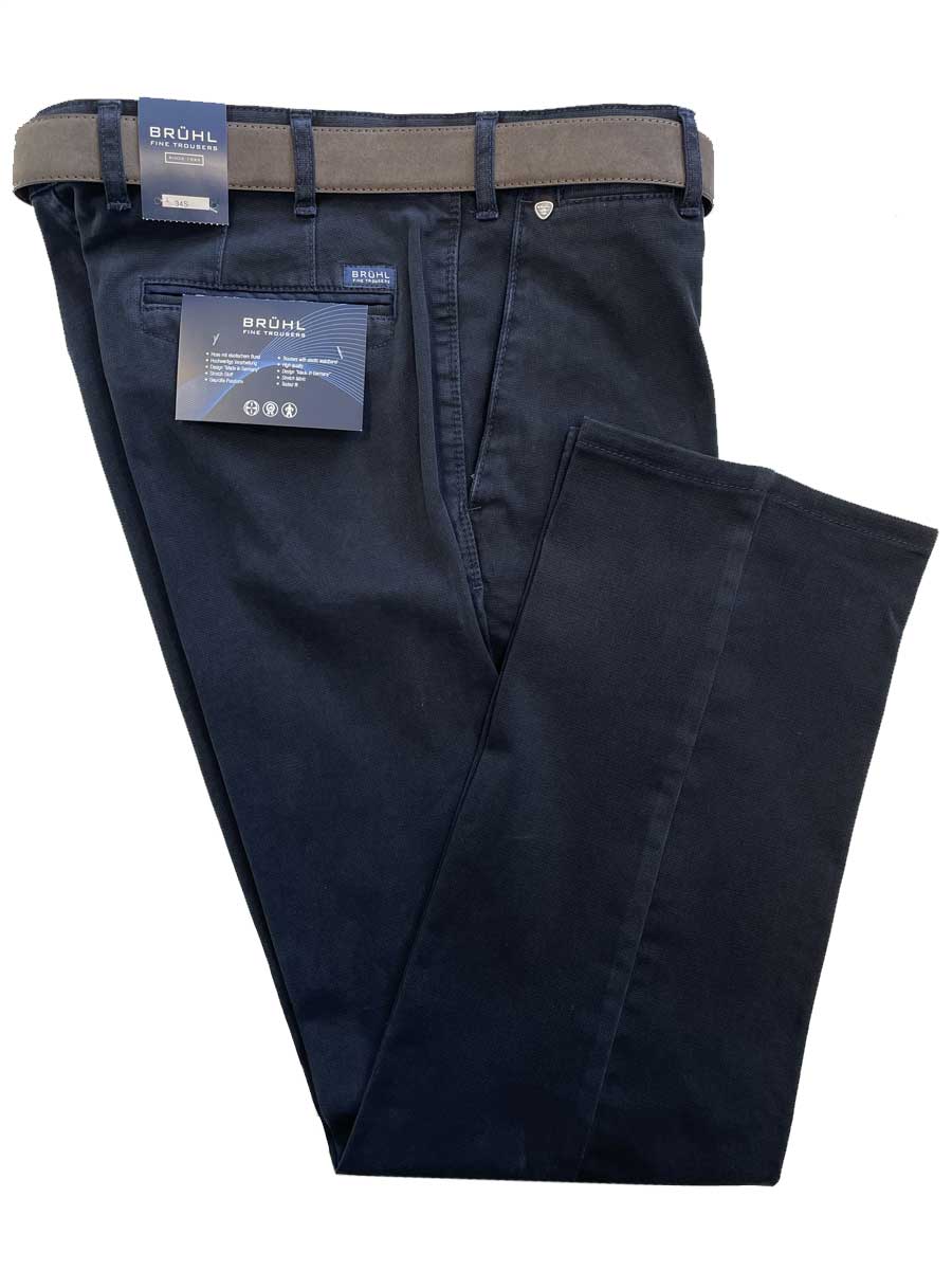 BRUHL Venice B Chinos - Men's Soft Touch Finish - Marine Bruhl