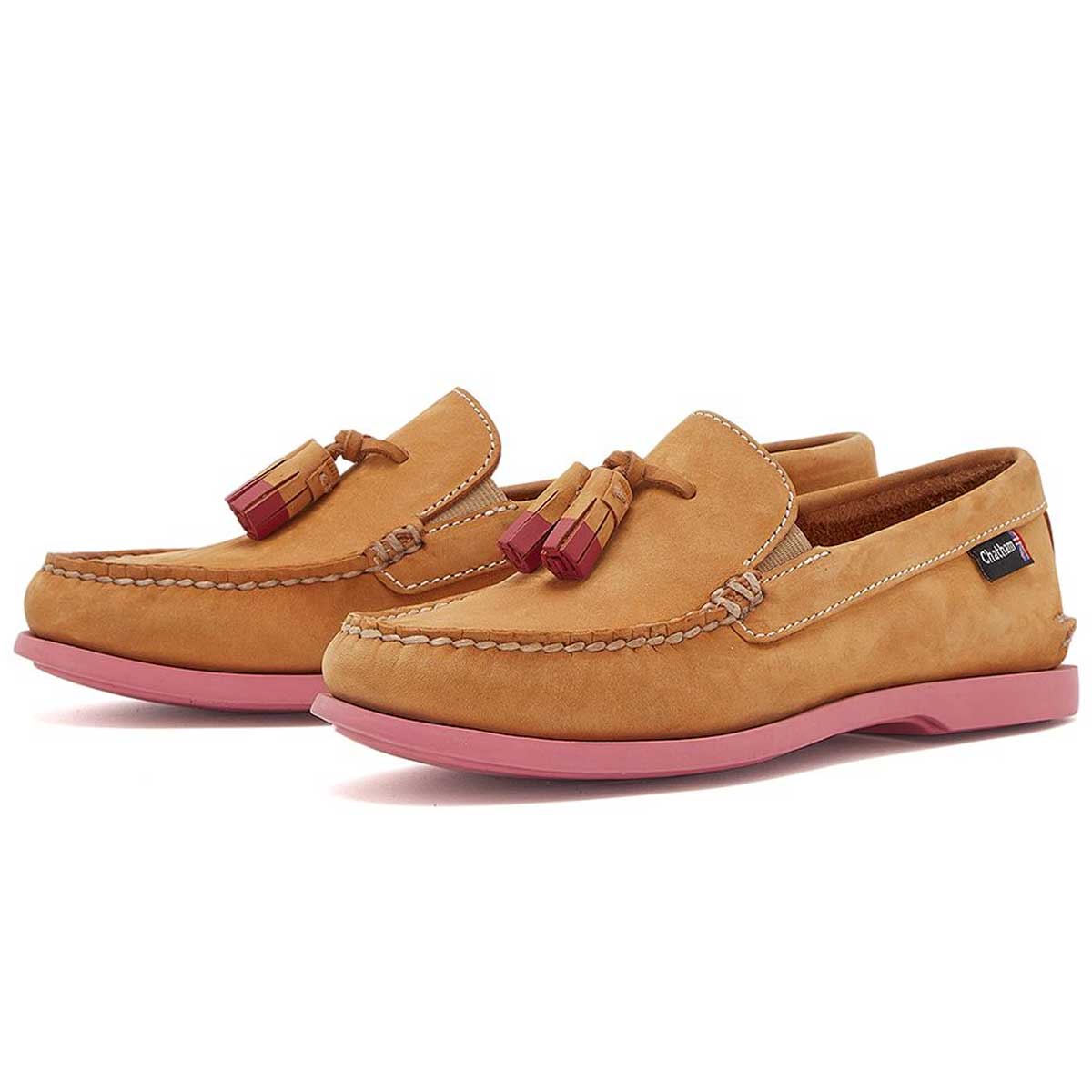 CHATHAM Crete G2 Leather Tassel Loafers - Women's - Tan / Pink