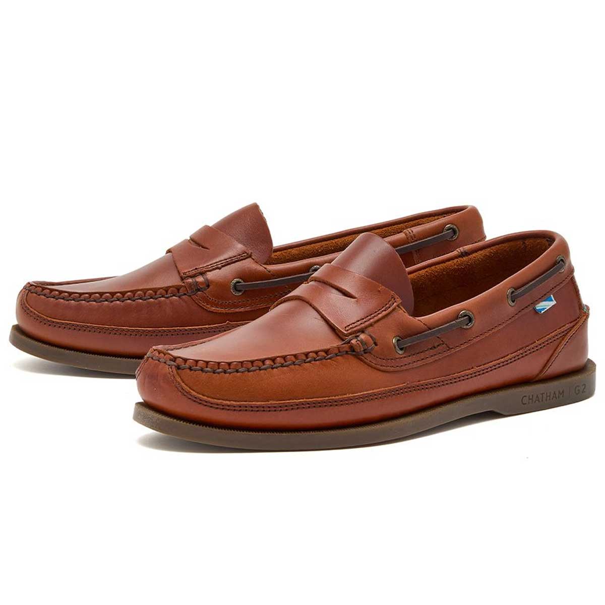 CHATHAM Gaff II G2 Slip-On Leather Deck Shoes - Mens - Chestnut