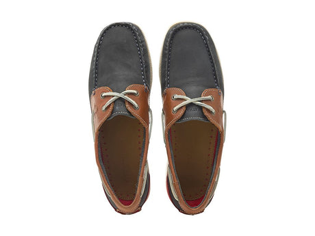 CHATHAM Galley II Leather Boat Shoes - Men's - Navy / Tan