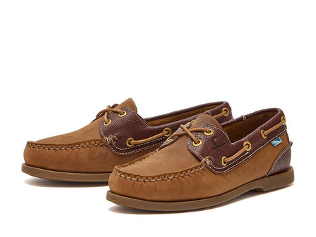 CHATHAM Ladies Bermuda G2 Leather Boat Shoes - Walnut/Brown Snake
