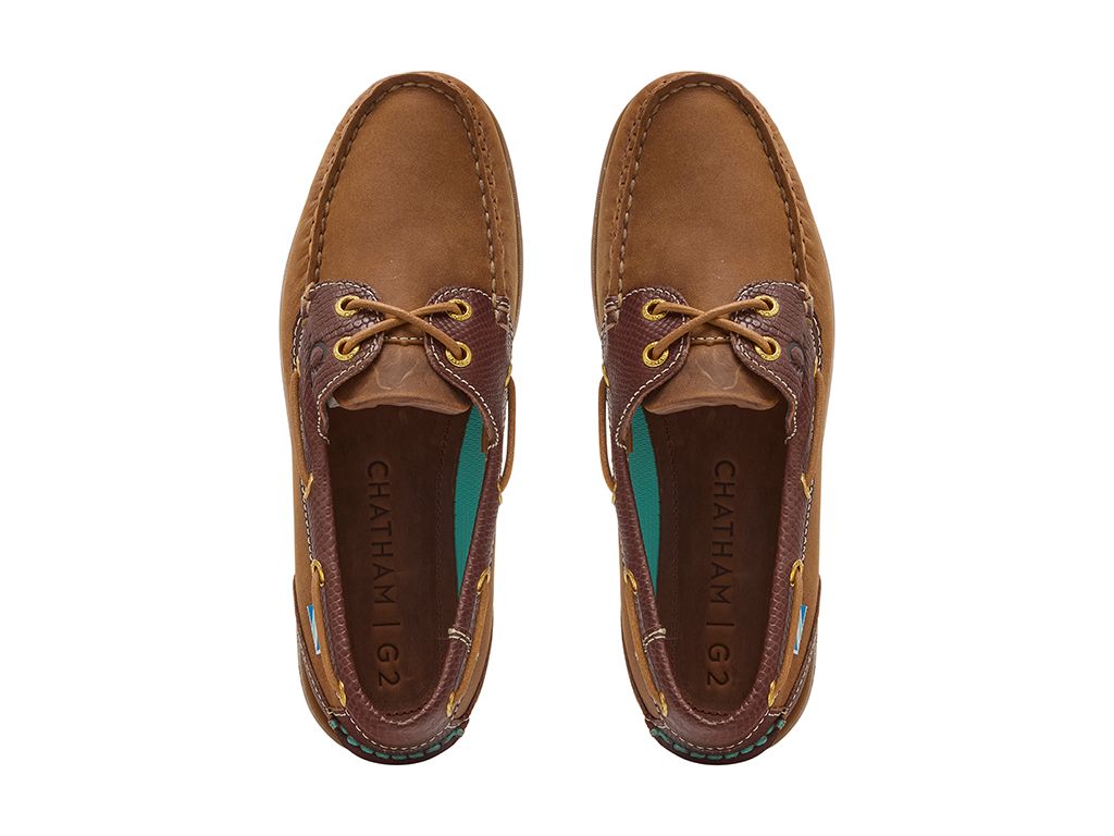 CHATHAM Ladies Bermuda G2 Leather Boat Shoes - Walnut/Brown Snake