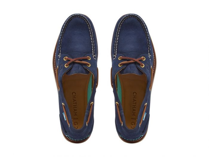 CHATHAM Ladies Lyme G2 Leather Boat Shoes - Navy