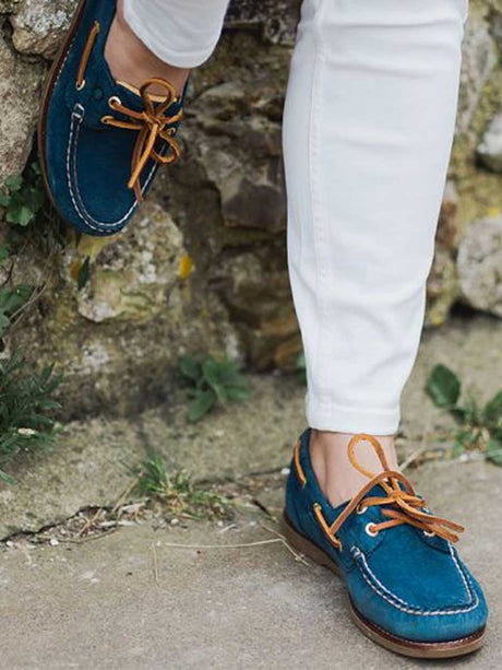 CHATHAM Ladies Lyme G2 Leather Boat Shoes - Navy