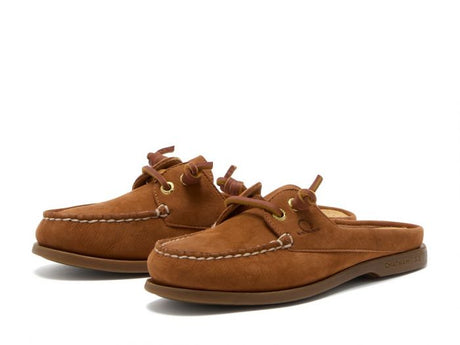 CHATHAM Ladies Lyme G2 Leather Mule Boat Shoes - Tan