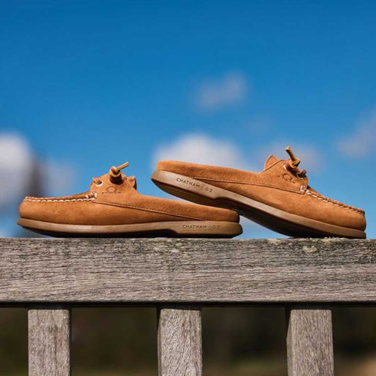 CHATHAM Ladies Lyme G2 Leather Mule Boat Shoes - Tan