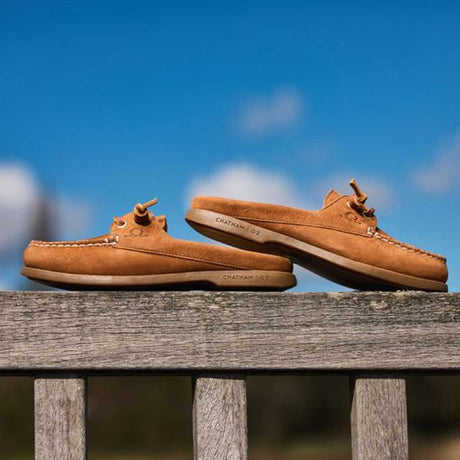 CHATHAM Ladies Lyme G2 Leather Mule Boat Shoes - Tan