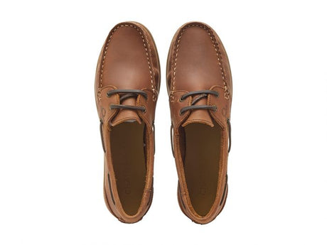 CHATHAM Ladies Penang Leather Boat Shoes - Dark Tan