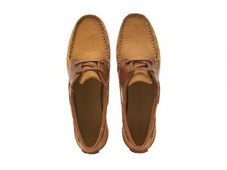 CHATHAM Ladies Penang Leather Boat Shoes - Tan / Dark Tan