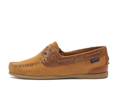 CHATHAM Ladies Penang Leather Boat Shoes - Tan / Dark Tan