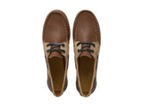 CHATHAM Ladies Penang Leather Boat Shoes - Tan / Sand / Navy