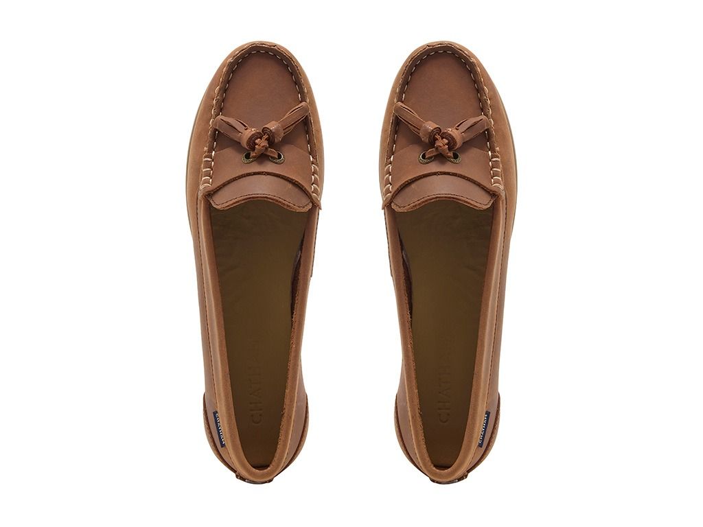 CHATHAM Ladies Pulau Leather Boat Shoes - Dark Tan