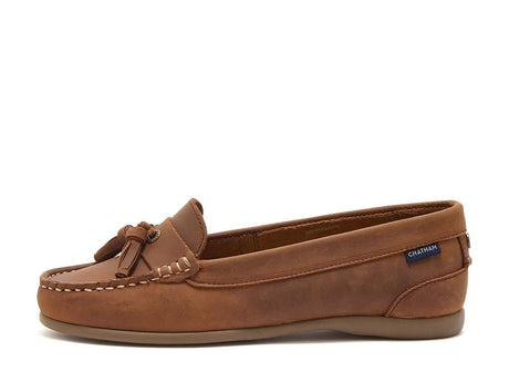CHATHAM Ladies Pulau Leather Boat Shoes - Dark Tan