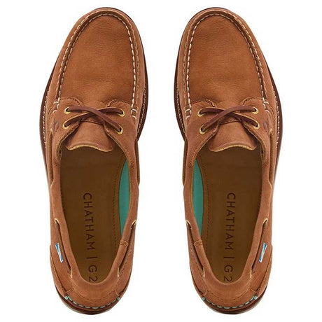 CHATHAM Mens Lyme G2 Leather Boat Shoes - Tan
