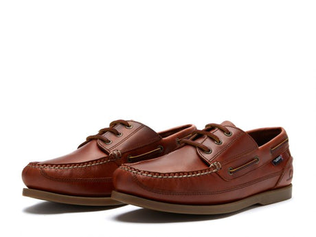 CHATHAM Mens Rockwell G2 Wide Fit Leather Boat Shoes - Chestnut