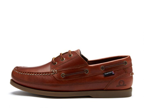 CHATHAM Mens Rockwell G2 Wide Fit Leather Boat Shoes - Chestnut