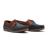 CHATHAM Mens Whitstable Leather Deck Shoes - Navy / Tan