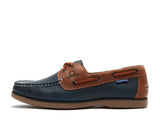 CHATHAM Mens Whitstable Leather Deck Shoes - Navy / Tan