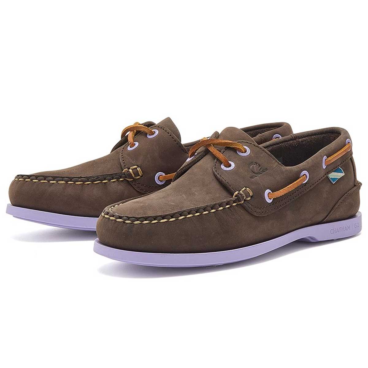 CHATHAM Pippa II G2 Leather Boat Shoes - Women's - Dark Brown / Lavender