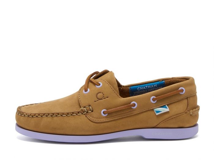 CHATHAM Pippa II G2 Leather Boat Shoes - Women's - Tan/Lavender