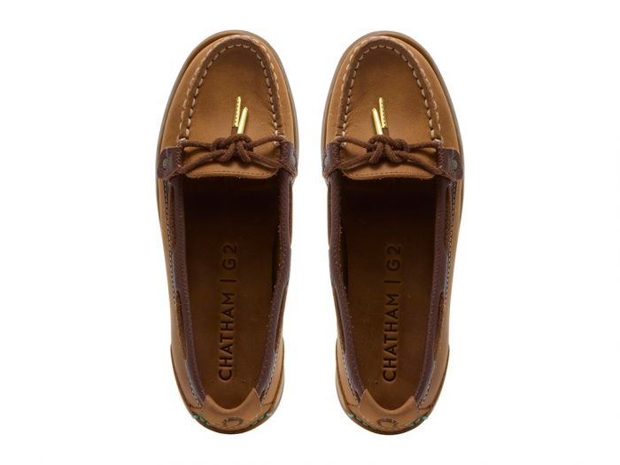 CHATHAM Rota G2 Leather Slip-On Boat Shoes - Women's - Walnut / Brown Snake