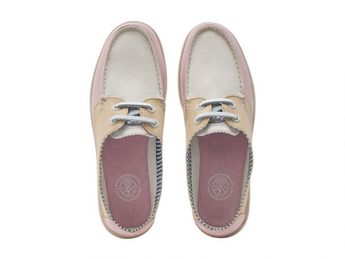 CHATHAM x JOULES Mariner Canvas Slip-On Deck Shoes - Ladies - Pink / White