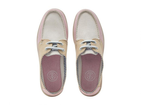 CHATHAM x JOULES Mariner Canvas Slip-On Deck Shoes - Ladies - Pink / White