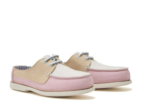 CHATHAM x JOULES Mariner Canvas Slip-On Deck Shoes - Ladies - Pink / White
