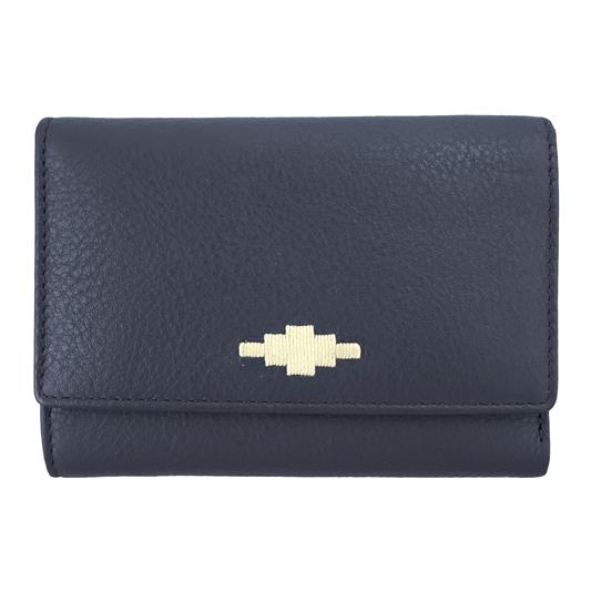 PAMPEANO - Chica tri-fold purse - Navy with Cream Stitching