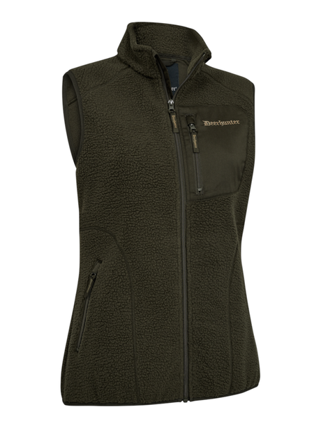 DEERHUNTER Lady Atlas Fleece Waistcoat - Womens - Forest Green front flat lay