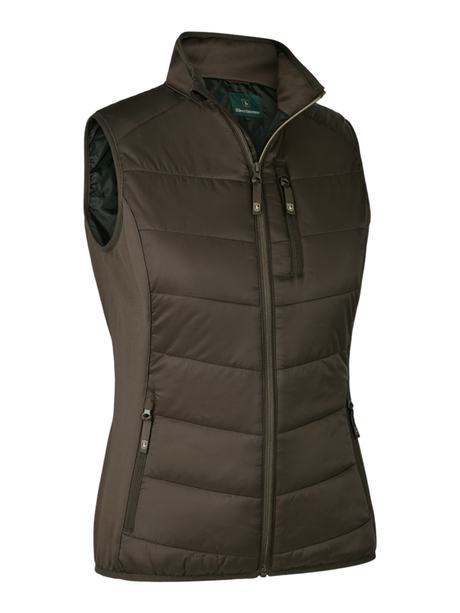 DEERHUNTER Lady Heat Padded Waistcoat - Womens - Wood front flat lay