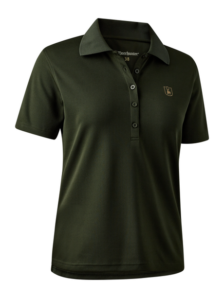 DEERHUNTER Lady Climate Polo Shirt with 37.5® Technology - Womens - Forest Ember - front product view