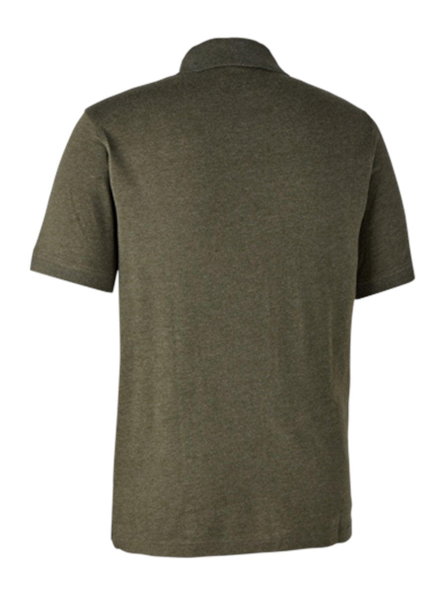 DEERHUNTER Gunnar Polo Shirt - Mens - Adventure Green Melange back flat lay