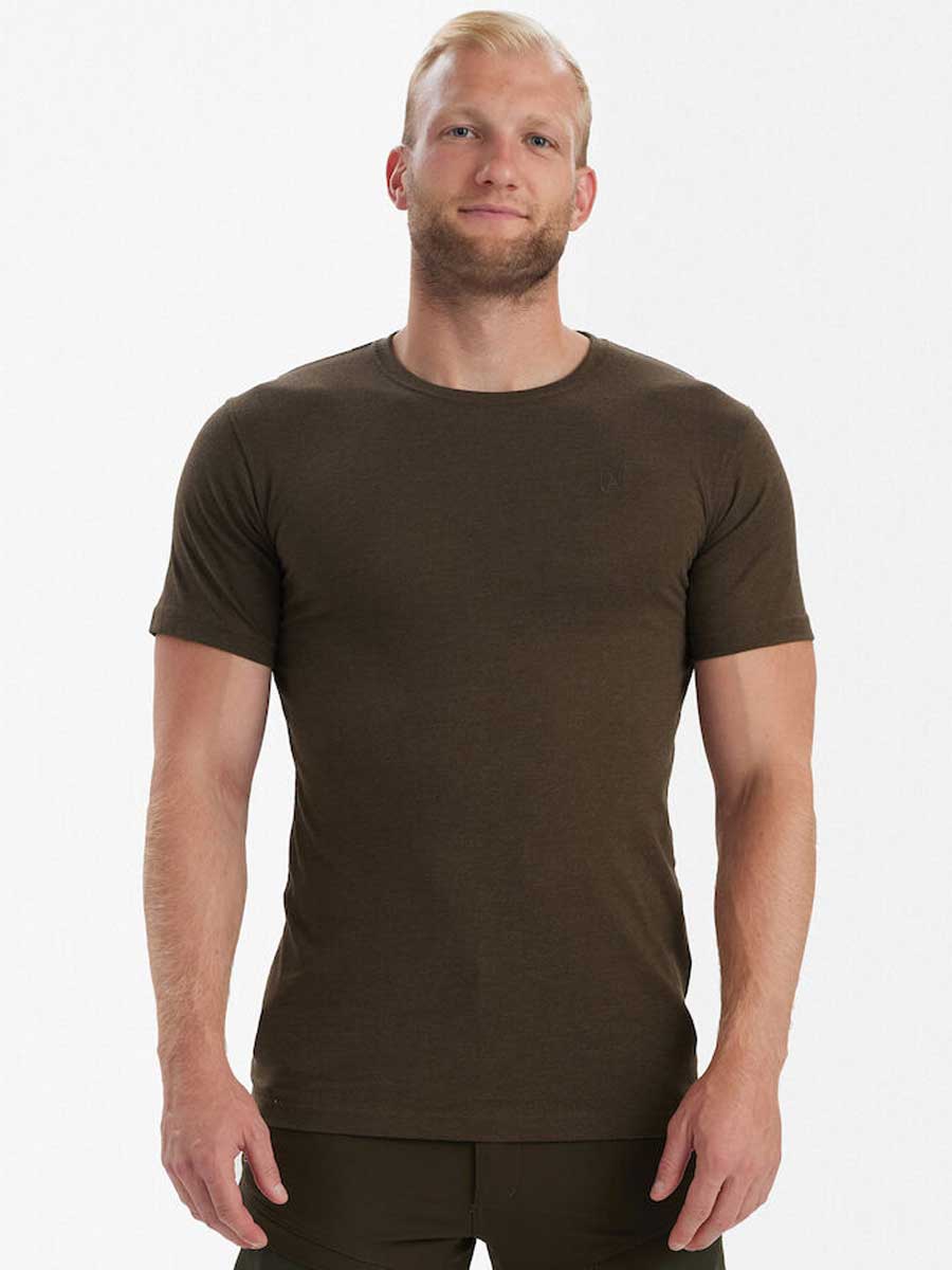 DEERHUNTER Basic T-Shirt 2 Pack - Mens - Brown Leaf Melange