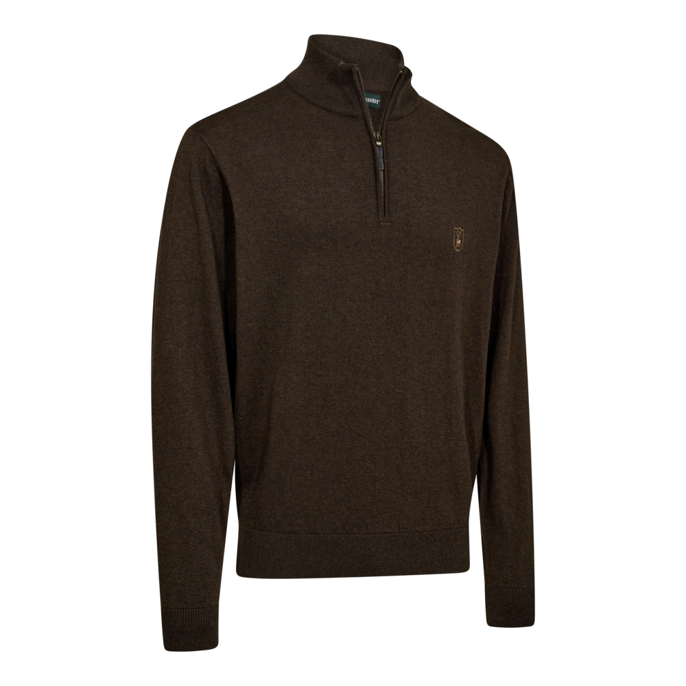 DEERHUNTER Harrington Half Zip Knit - Men's - Brown Melange