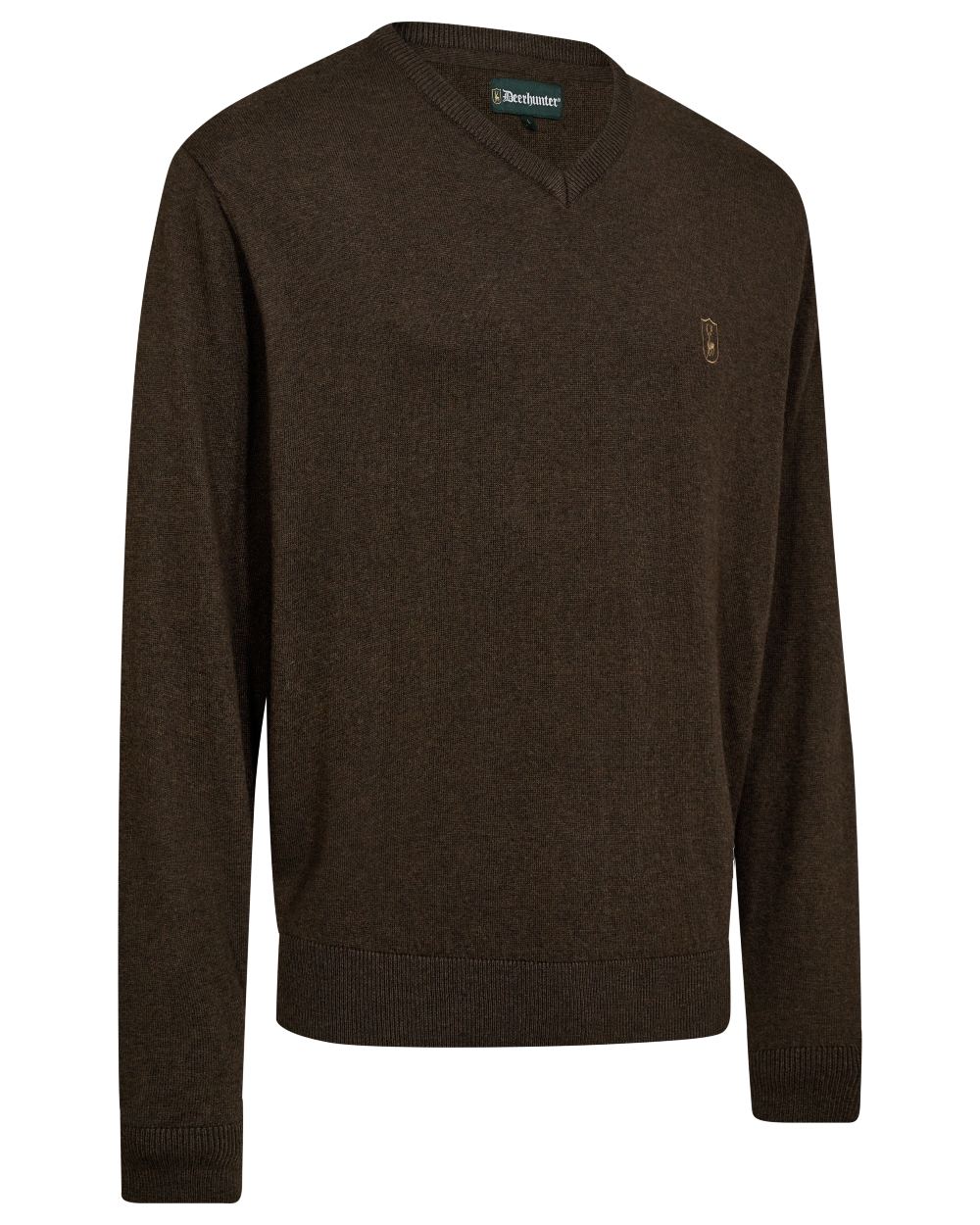 DEERHUNTER Harrington V-neck Knit - Men's - Brown Melange