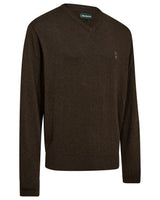 DEERHUNTER Harrington V-neck Knit - Men's - Brown Melange