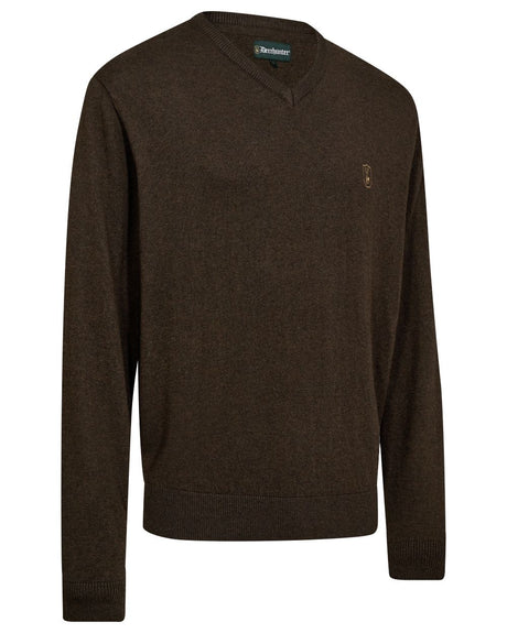 DEERHUNTER Harrington V-neck Knit - Men's - Brown Melange