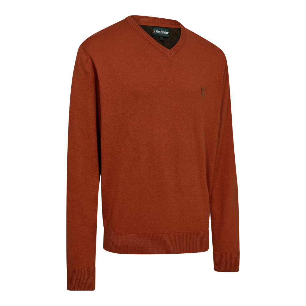 DEERHUNTER Harrington V-Neck Knit - Men's - Oak Rust Melange