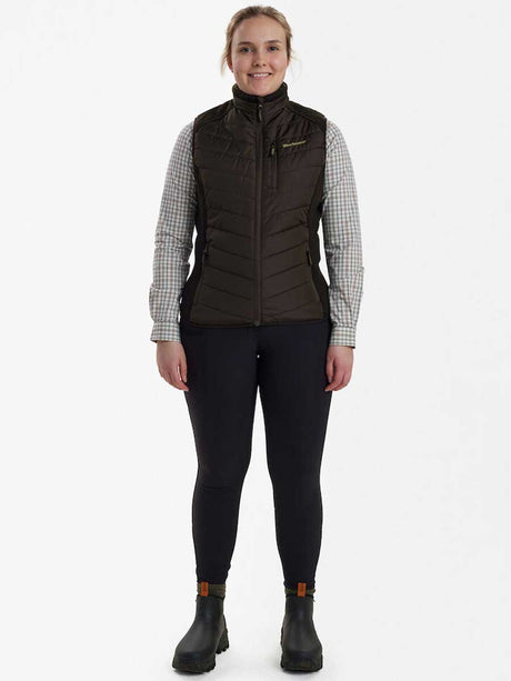 DEERHUNTER Lady Caroline Padded Waistcoat with Knit - Brown Leaf