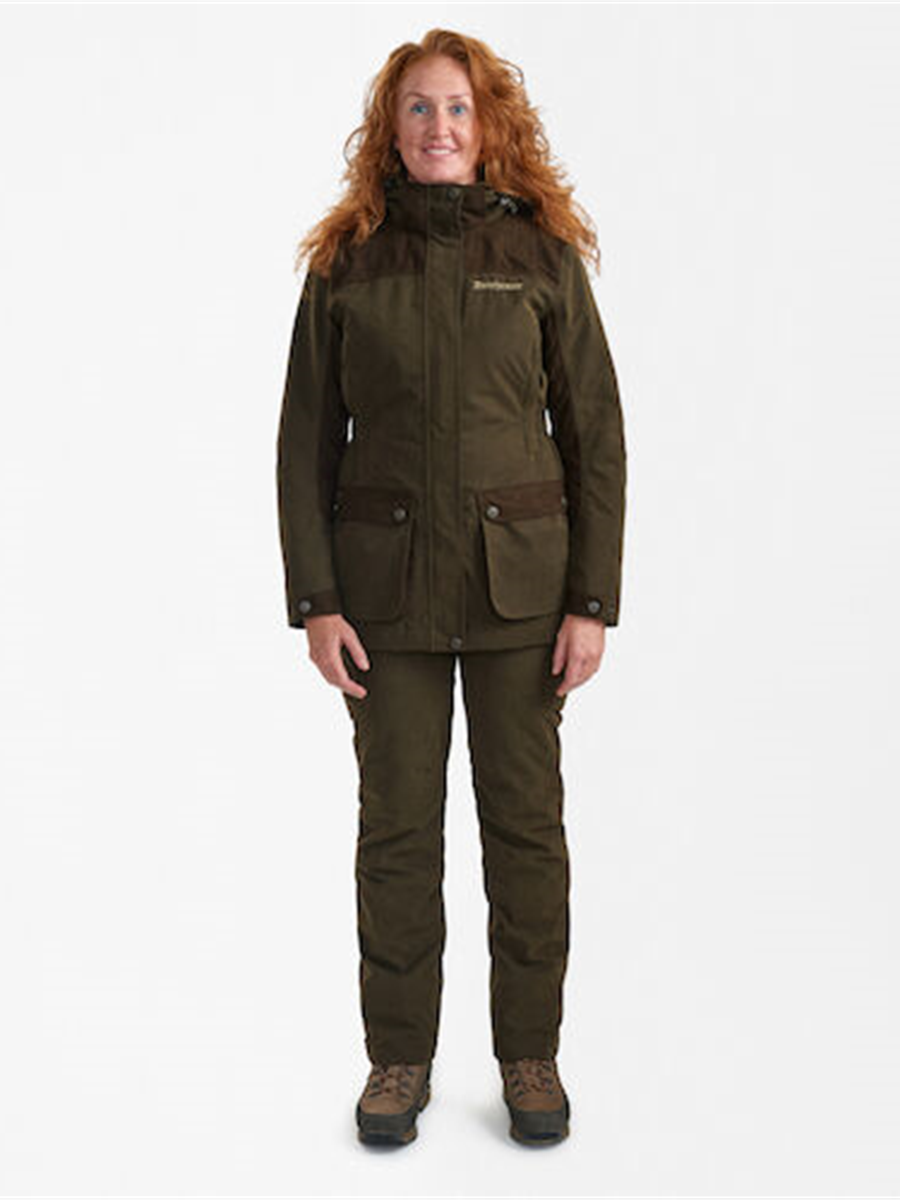 Deerhunter Lady Eagle Jacket in Tarmac Green worn by a model, front view