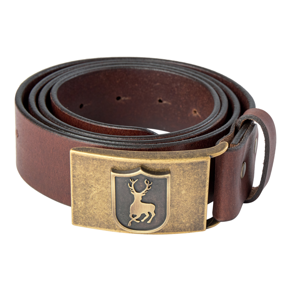 Deerhunter Leather Belt in Cognac Brown flat lay