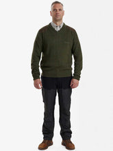 Load image into Gallery viewer, DEERHUNTER Sheffield Knit V-Neck Jumper - Mens - Green Melange
