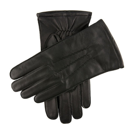 DENTS Men’s Three-Point Lined Leather Gloves – Black