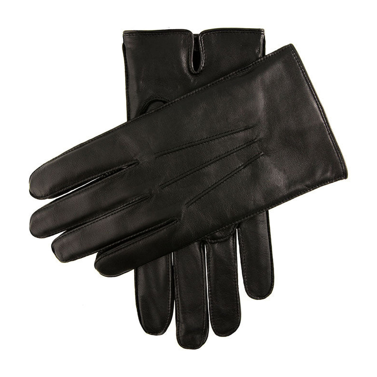 DENTS Men’s Three-Point Fleece-Lined Leather Gloves – Black