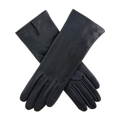 DENTS Women's Three-Point Silk-Lined Leather Gloves – Navy