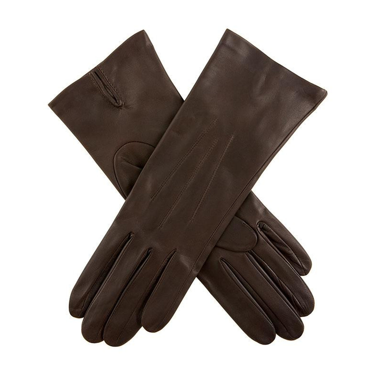 DENTS Women's Three-Point Silk-Lined Leather Gloves – Mocca